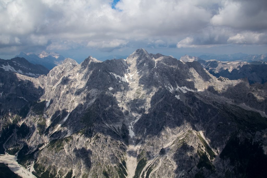 Dramatic sky seen from the Watzmann ridge in the Bavarian Alps